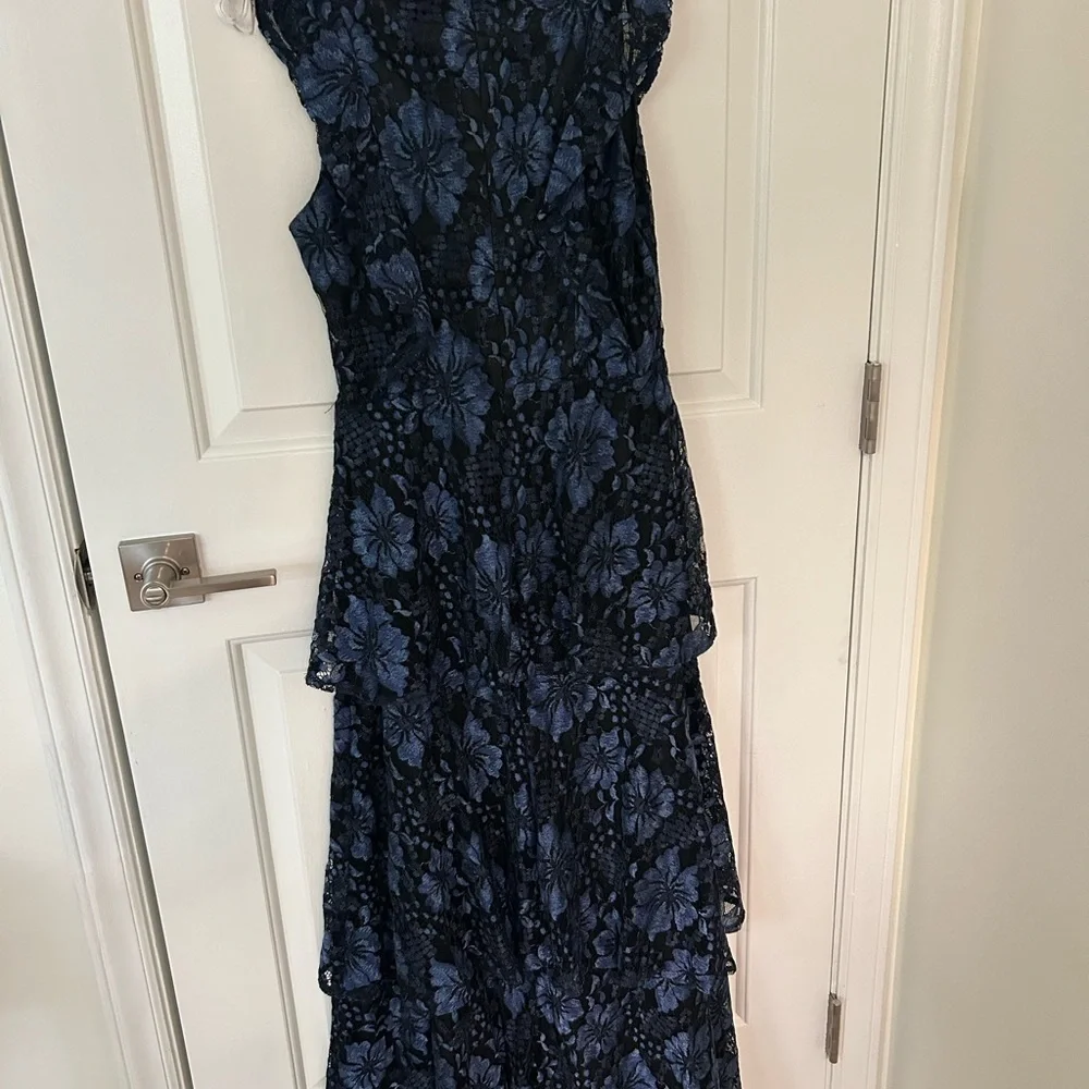 Lulus Molinetto Navy Blue Lace Ruffled Tiered Sleeveless Maxi Dress - Picture 5 of 6
